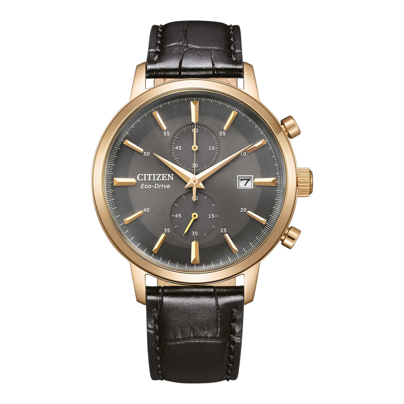 Citizen I Lederbanduhr mit Solar für Herren I gold