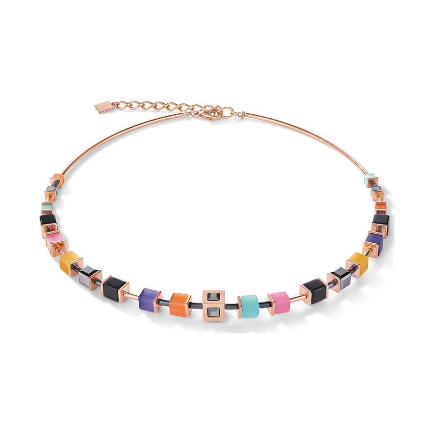 Halskette GeoCUBE® roségold & Kristall multicolor
