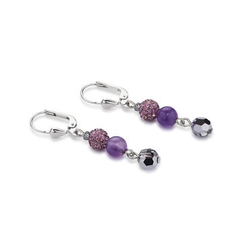 Ohrhänger Multirow Swarovski® Kristalle & Amethyst