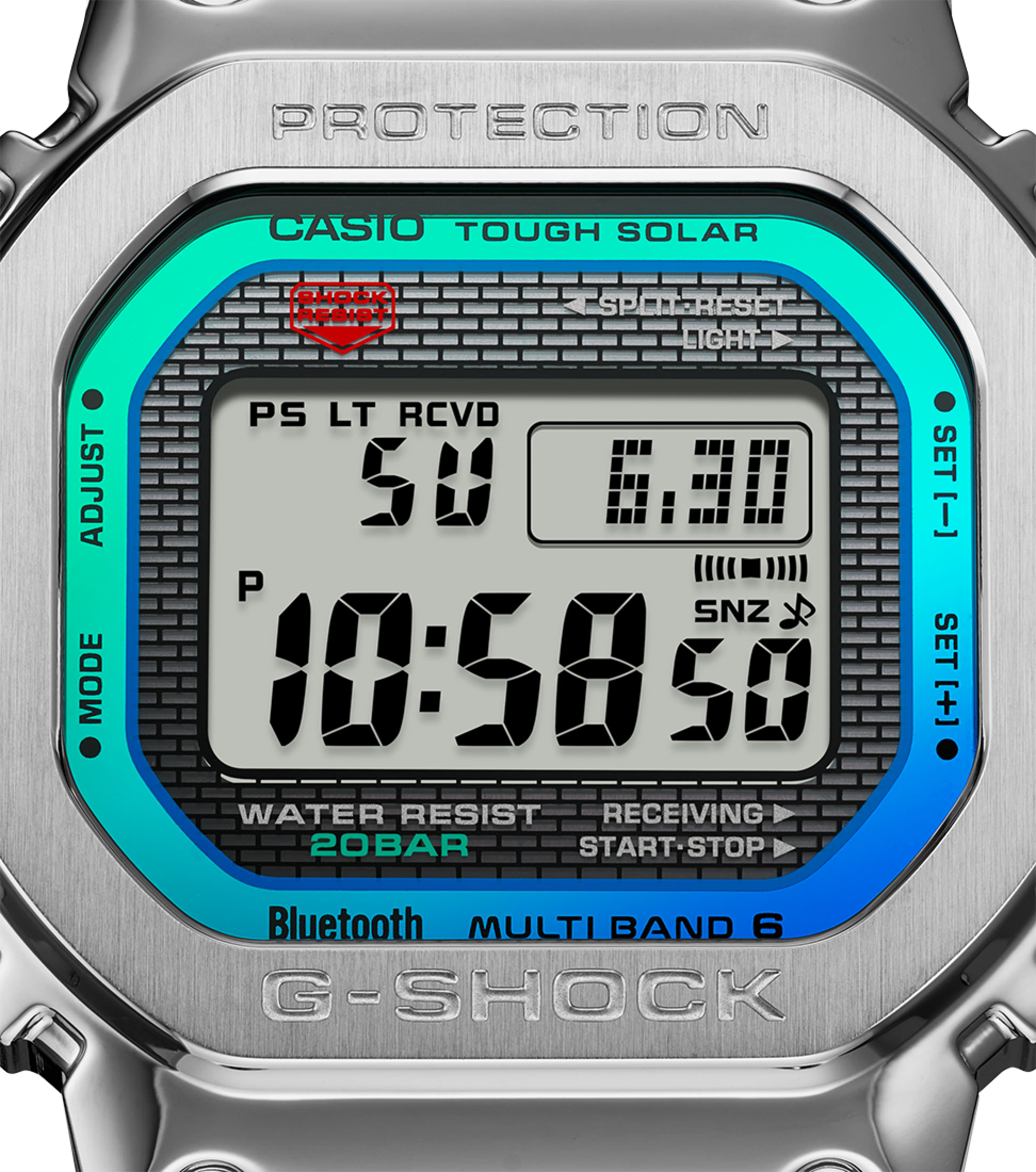 G-Shock GMW-B5000PC-1ER mit Regenbogendesign und Edelstahlgehäuse zoom