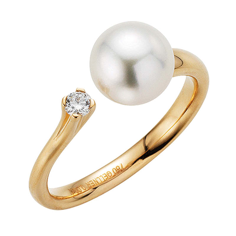 Ring mit Perle + Brillant I 750 Roségold