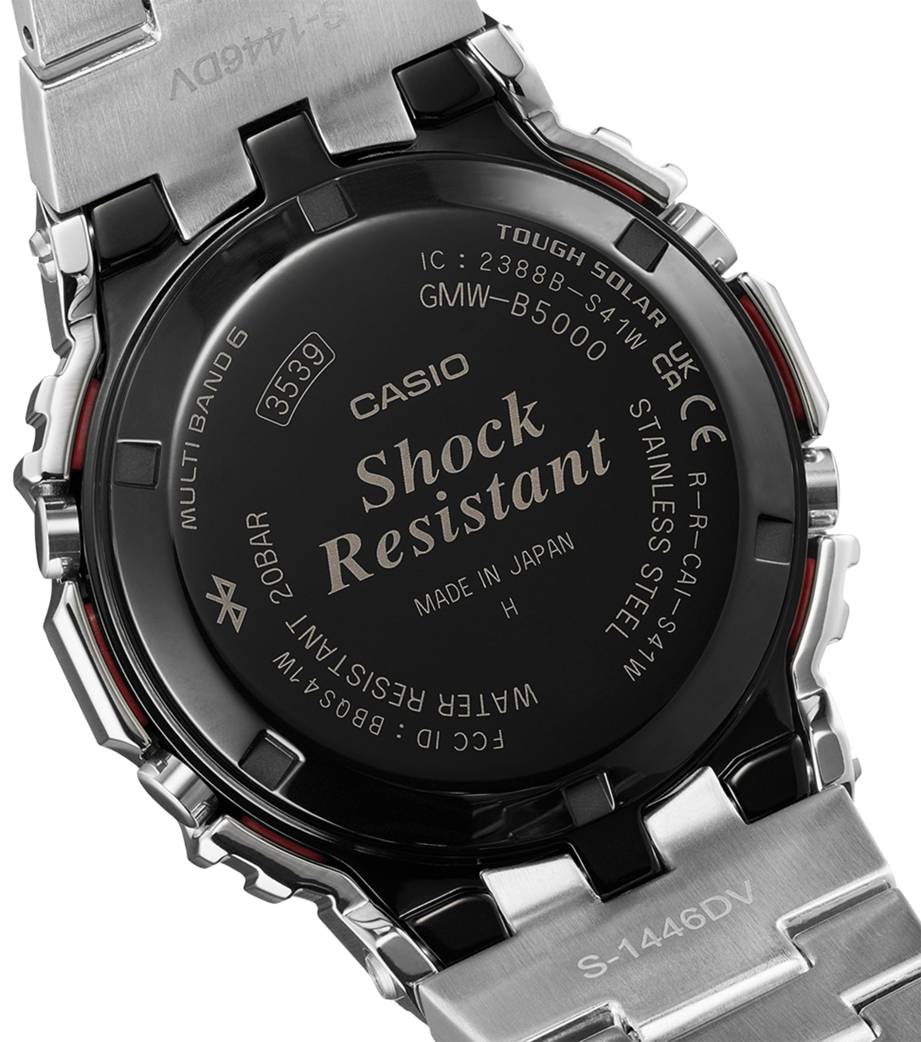 G-Shock GMW-B5000PC-1ER mit Regenbogendesign und Edelstahlgehäuse Deckelboden