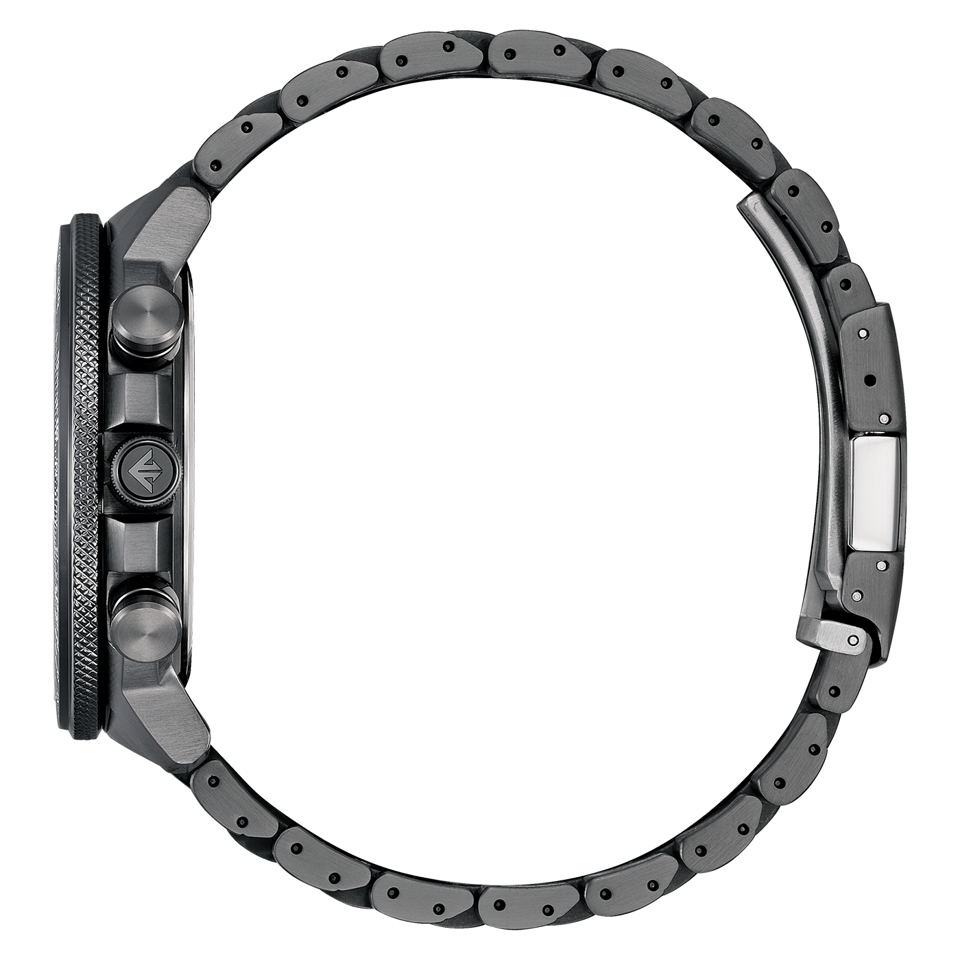 Citizen Promaster Geo Trecker BY3005-56E mit recyceltem Polycarbonat-Zifferblatt und grauer IP-Beschichtung Seitenansicht