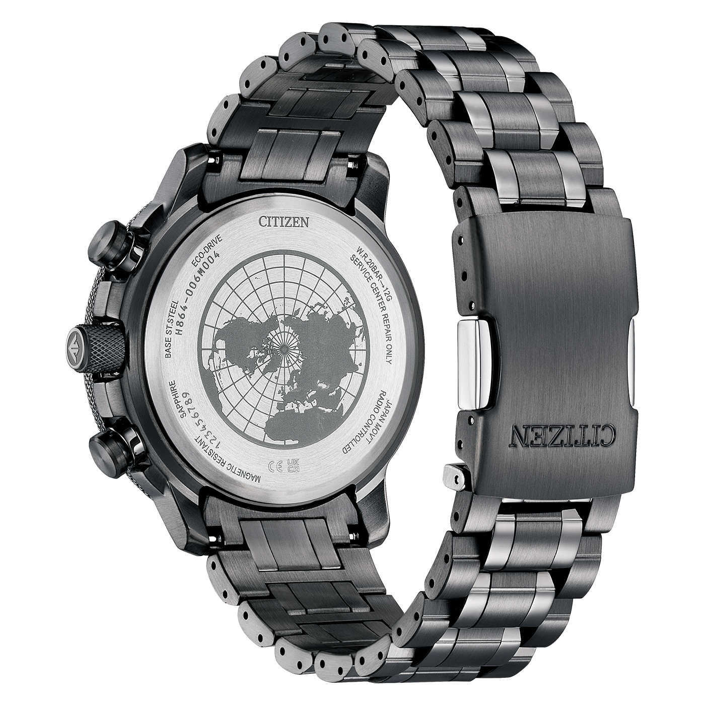 Citizen Promaster Geo Trecker BY3005-56E mit recyceltem Polycarbonat-Zifferblatt und grauer IP-Beschichtung Rückseite